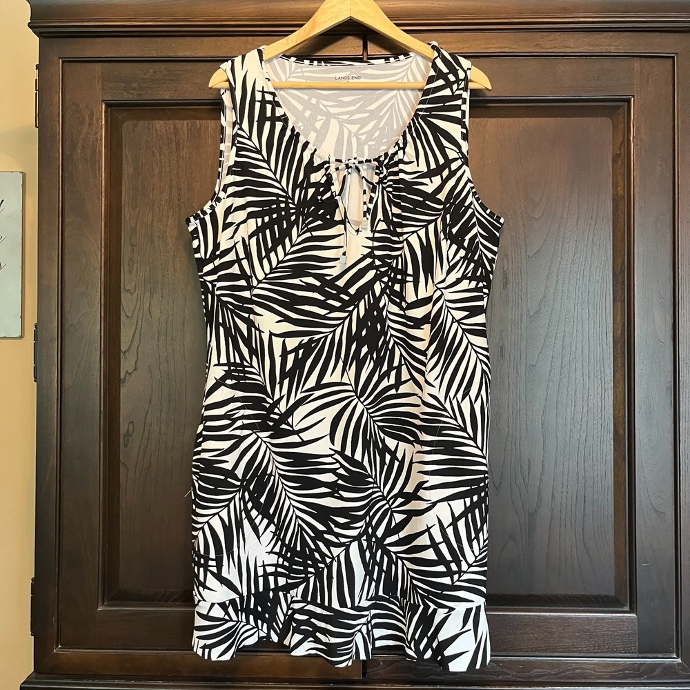 Lands End Cover Up Dress Womens Plus 1X 16/18 Pockets Vacation Resort *ALTERED*
